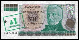 Pesos Argentinos resellados a Australes